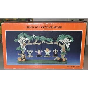 Ghouls on a Swing-Graveyard Original Box Vintage Halloween 1-Spider Web Missing